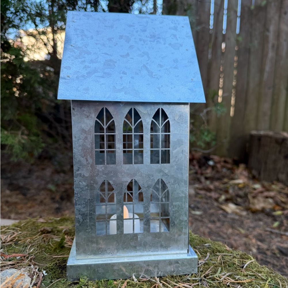 Rustic Silver Metal Lantern - Picture 2 of 6